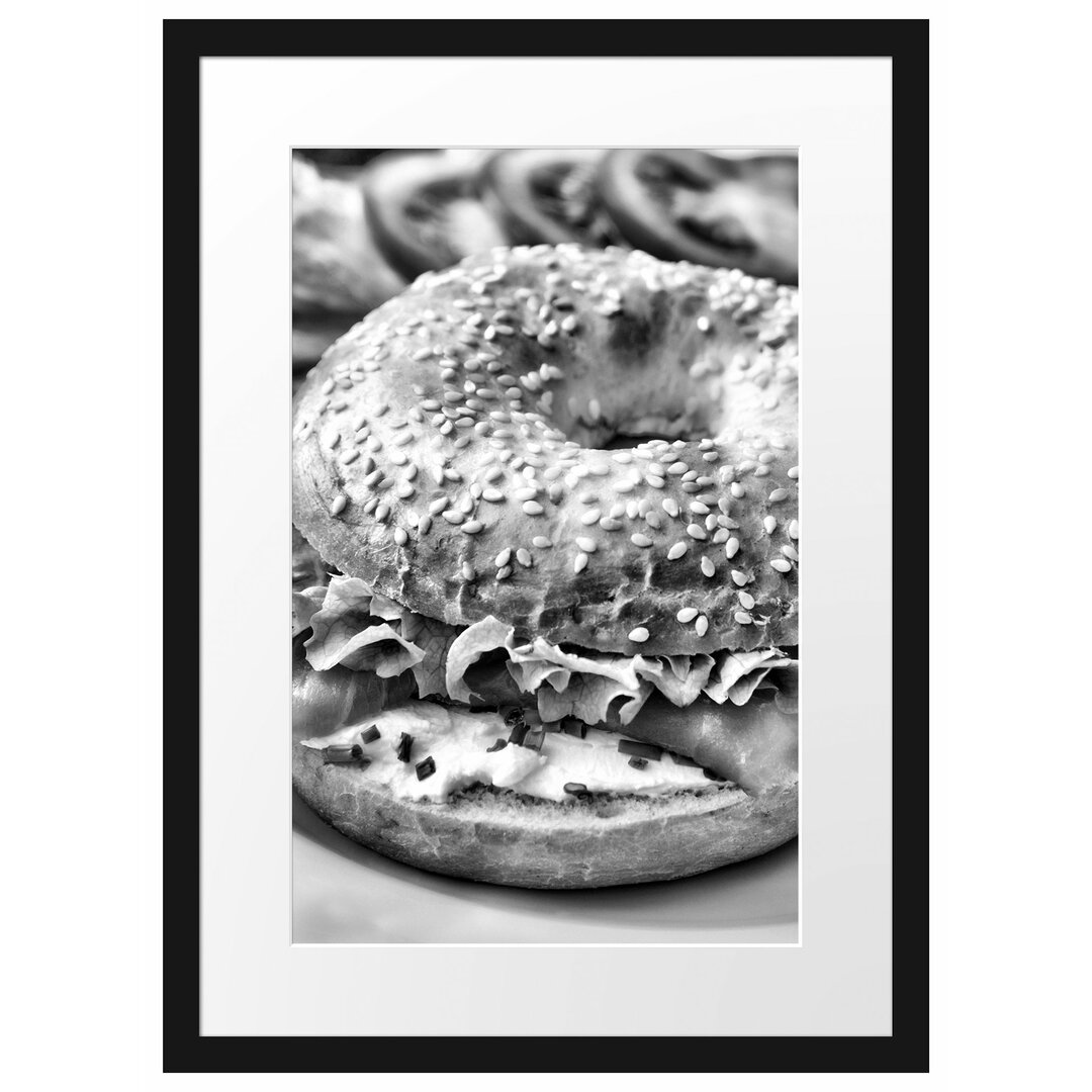 Gerahmtes Poster Frischer Lachs Bagel