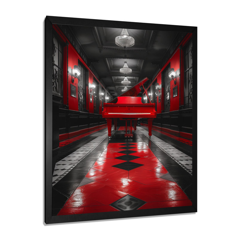 Red Black Harmonic Piano Haven, Cadre photo noir simple, H 16 po x l 32 po