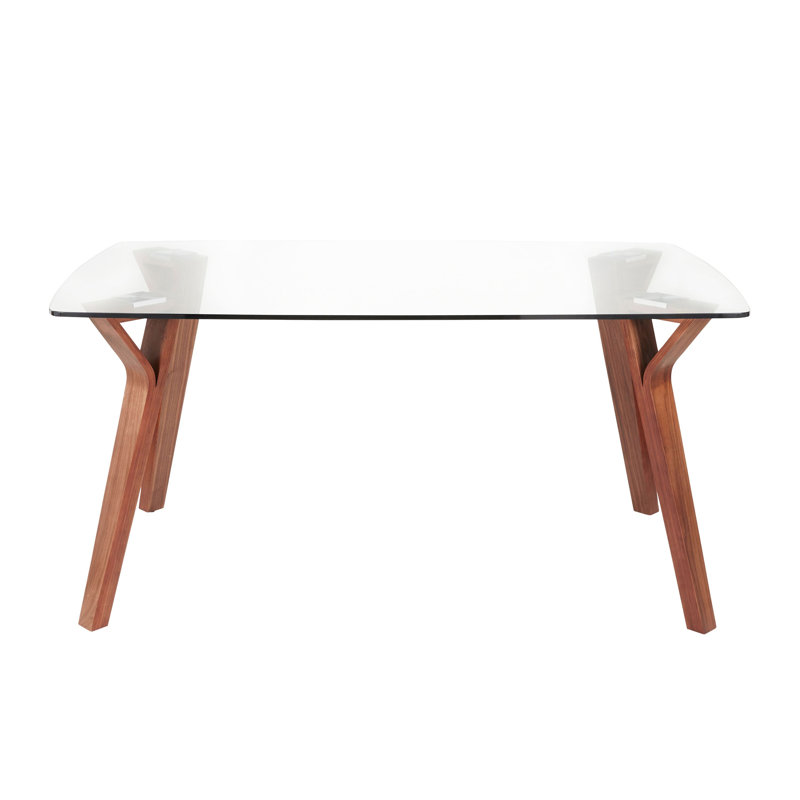 Hertford Rectangular Dining Table, Clear Glass, Walnut