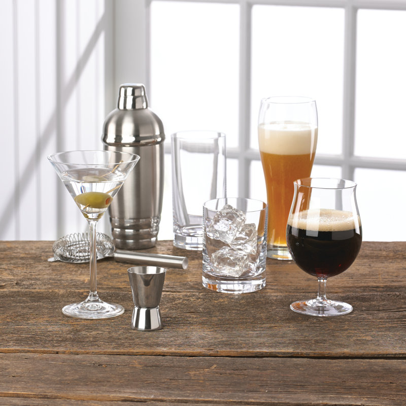 Elegant Clear European Glass Martini Set, 7" Tall
