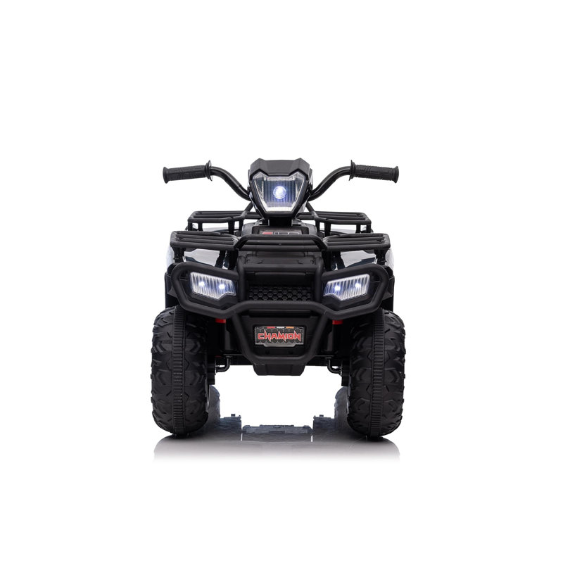 12V Kids Ride On ATV, Battery-Operated Car For Toddlers With LED Light, Black