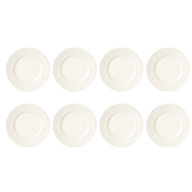 White Porcelain Ridged 40-Piece Dinnerware Set, Service for 8