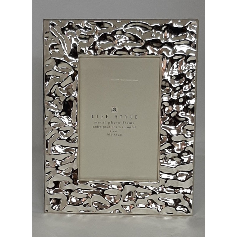 Silver Metal Embossed Picture Frame, 4" x 6"
