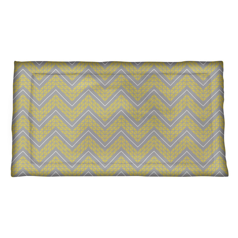 Taie décorative à chevrons Rhonda Cheval, Grand, Microfibre, Jaune foncé / blanc