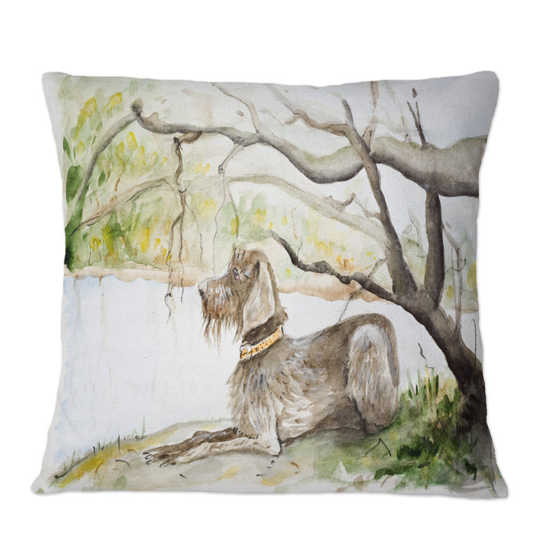 Coussin German Wirehaired Pointer - imprimé traditionnel, 16 po x 16 po