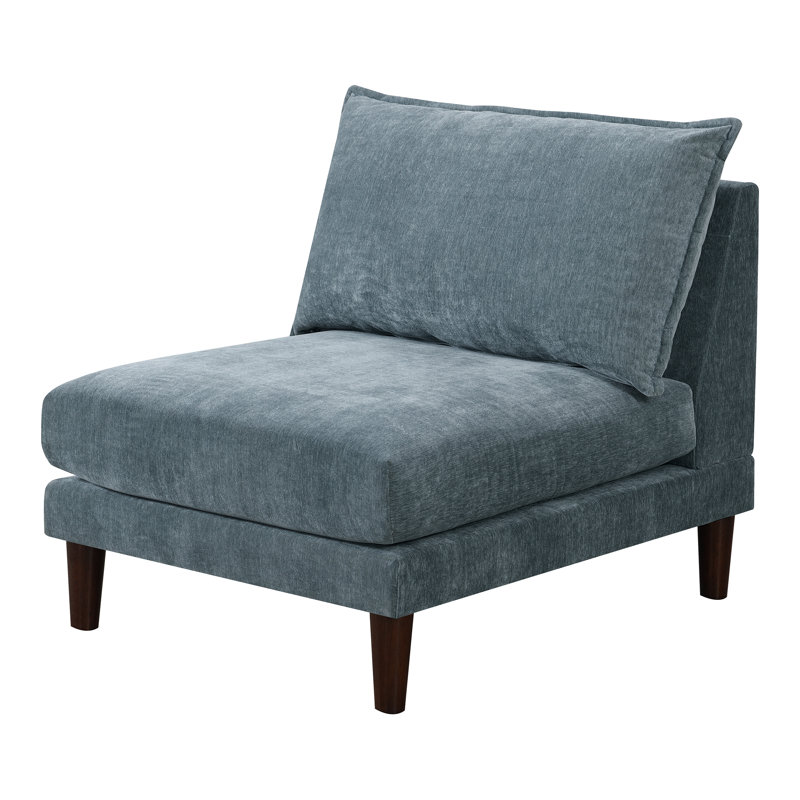 Chaise sans accoudoirs en tissu Cabery, Tissu sarcelle