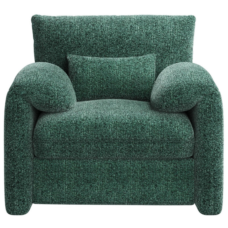 Upholstered Armchair, Green Chenille