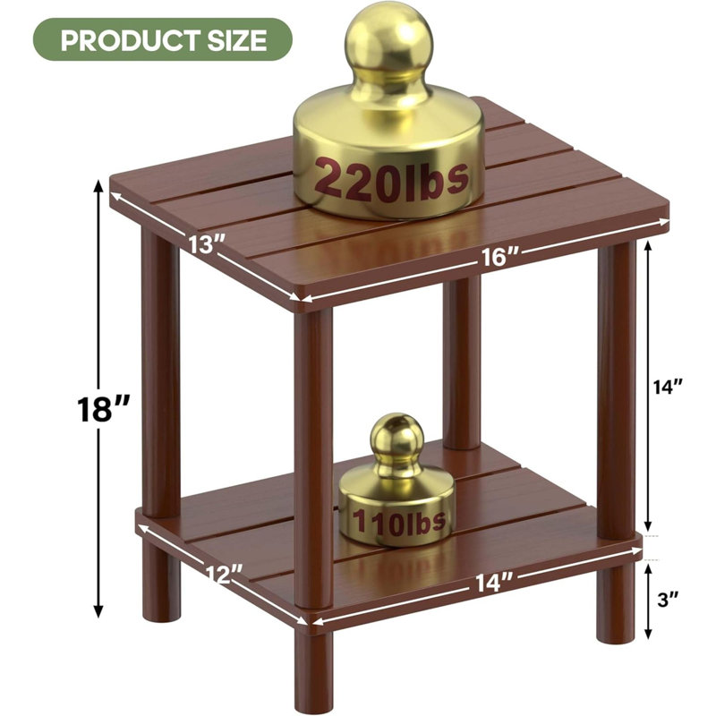 Outdoor Side Table 2 Tier Outdoor Table For Adirondack Side Tables For Outside Or Indoor Bamboo End Table For Pool Porch Weather Resistant Easy Maintenance