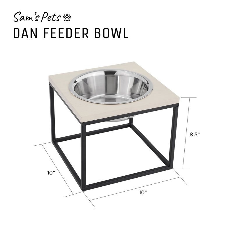 Dan Elevated Stainless Steel Pet Bowl with Wood Frame