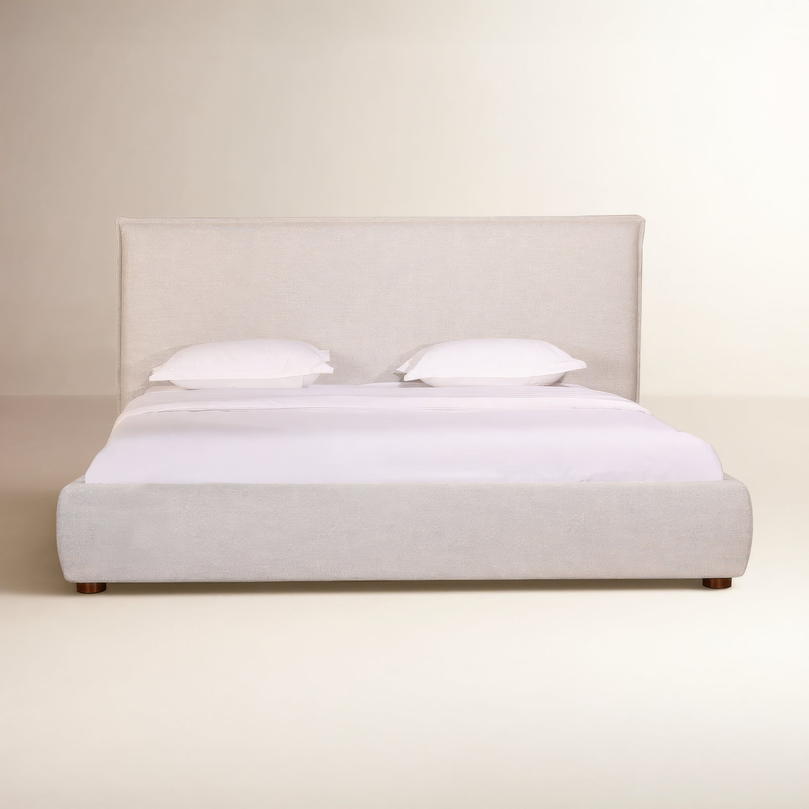 Timothy Upholstered Low Profile Platform Bed, King, Wheat Basketweave, 45.5