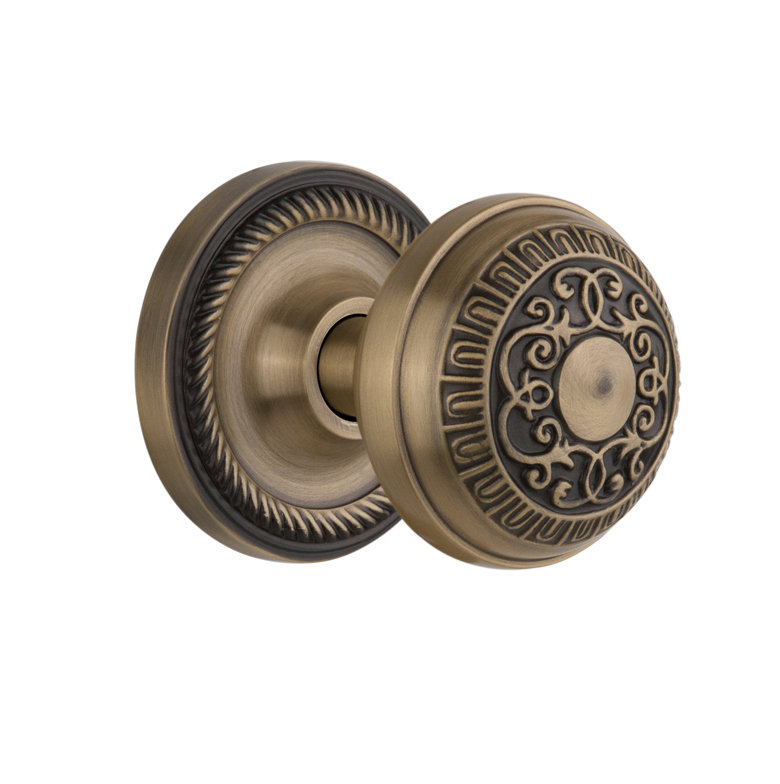 Rosette en corde avec bouton de porte œuf et fléchettes, Laiton antique, 2 3/4 po