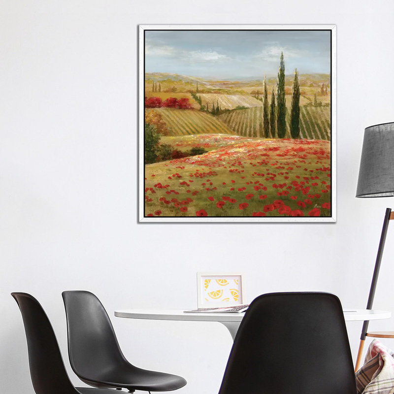 Tuscan Cypress II by Nan - Painting on Canvas, White Framed, 66.04 cm H x 66.04 cm W x 3.175 cm D