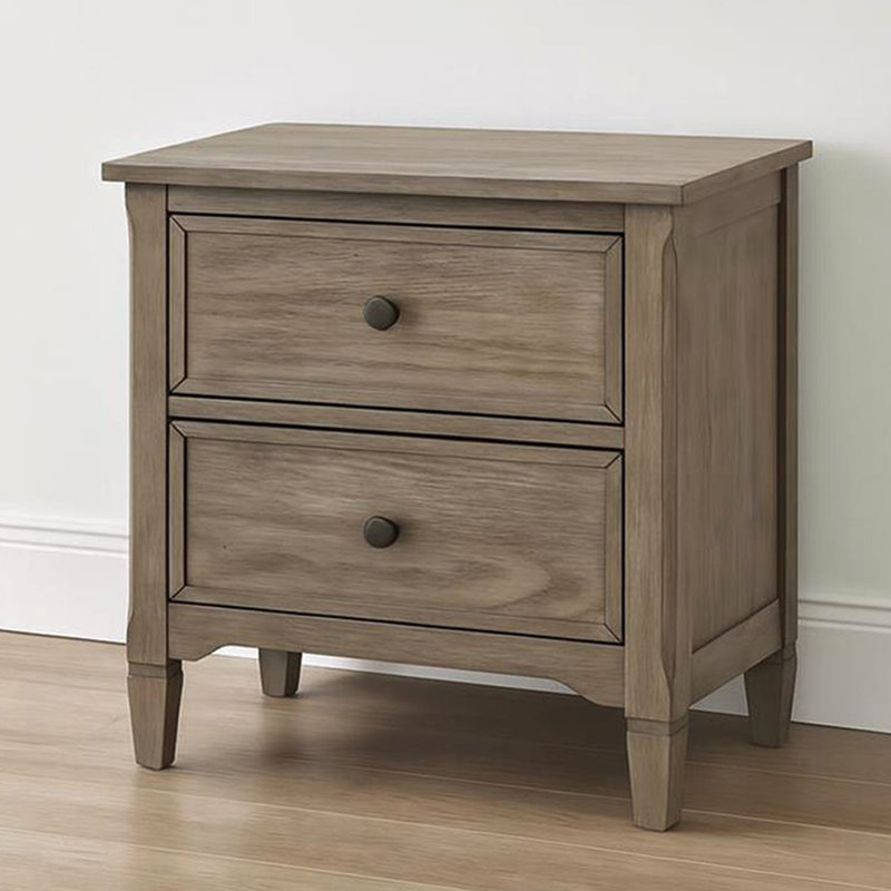2-Drawer Nightstand With Round Bronze Pull Knobs