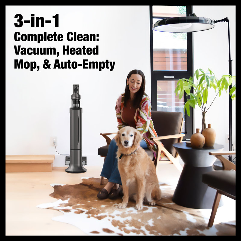 bObsweep Helium Cordless Stick Vacuum & Heated Mop Combo with 60-Day Self-Empty Station, Ferocious 35,000 Pa Suction, Tangle-Free Brush, Dirt Detection, and GreenBeam