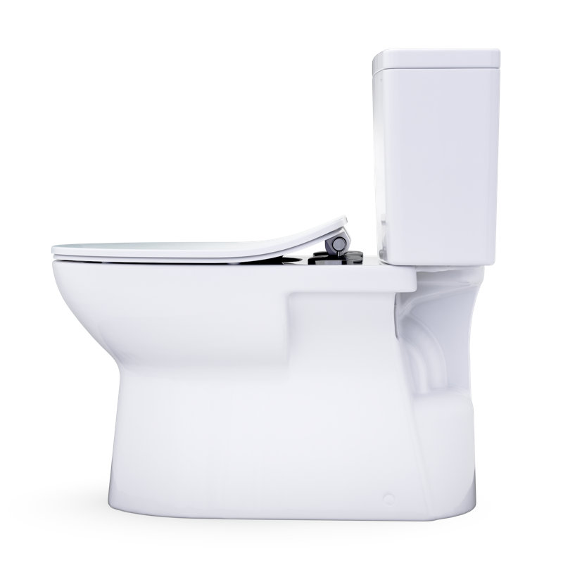 TOTO Glaston Two-Piece Elongated 1.28 GPF WASHLET+ and Auto Flush Ready Universal Height Toilet with CEFIONTECT and SS234 SoftClose Seat, Cotton White - MS472234CEFG#01