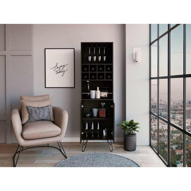 8-Bottle 2-Shelf Bar Cabinet