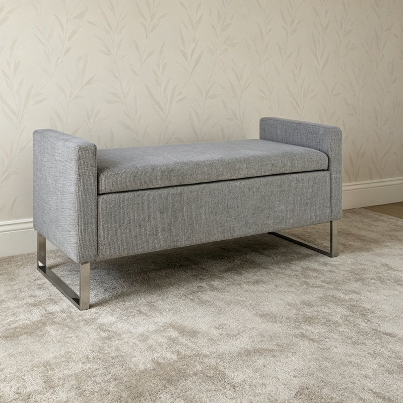 Nash 47" Upholstered Entryway Bench with Storage & Metal Base