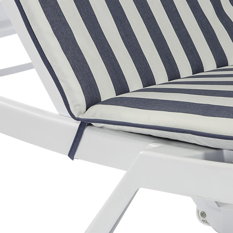 188cm Long Reclining Single Chaise with Cushions, Navy