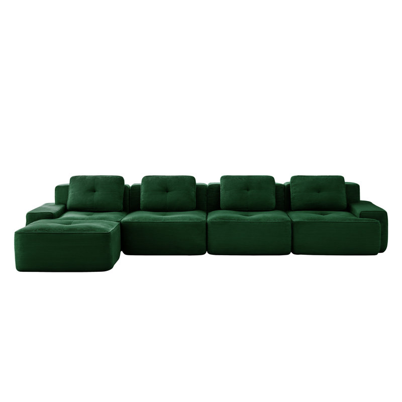 Canapé modulaire en forme de L de 153 po pour salon, Vert