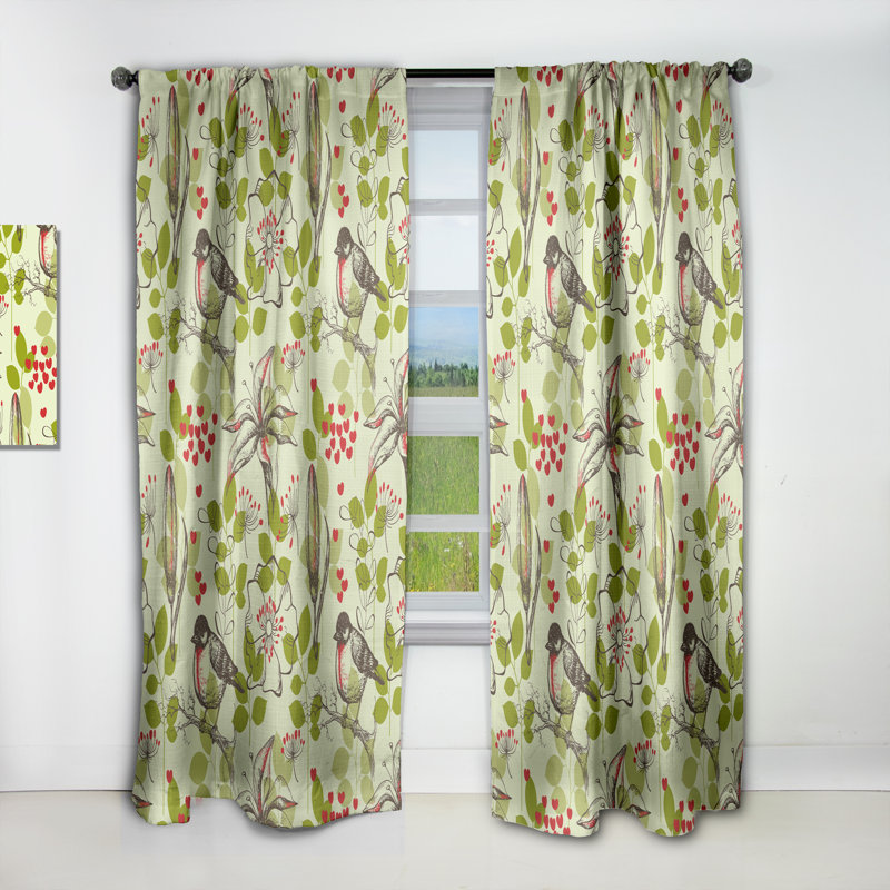 Rideau simple occultant en velours à motif floral avec motif floral, L 52 po x L 95 po