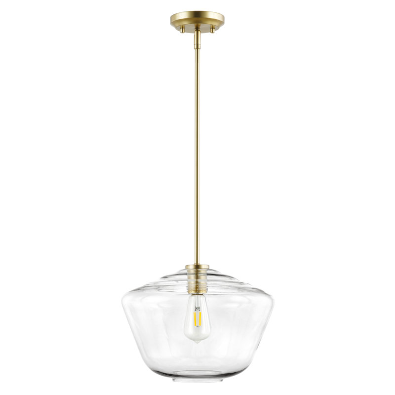 1 - Light Single Pendant, Brushed Brass, Clear