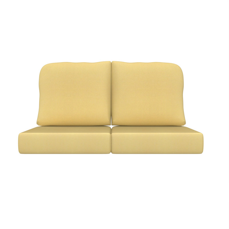 Amala Sunbrella® Indoor/Outdoor Loveseat Cushion, Yellow/Tan Sunbrella®