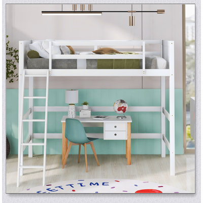 Solid Wood Loft Bed With Ladder