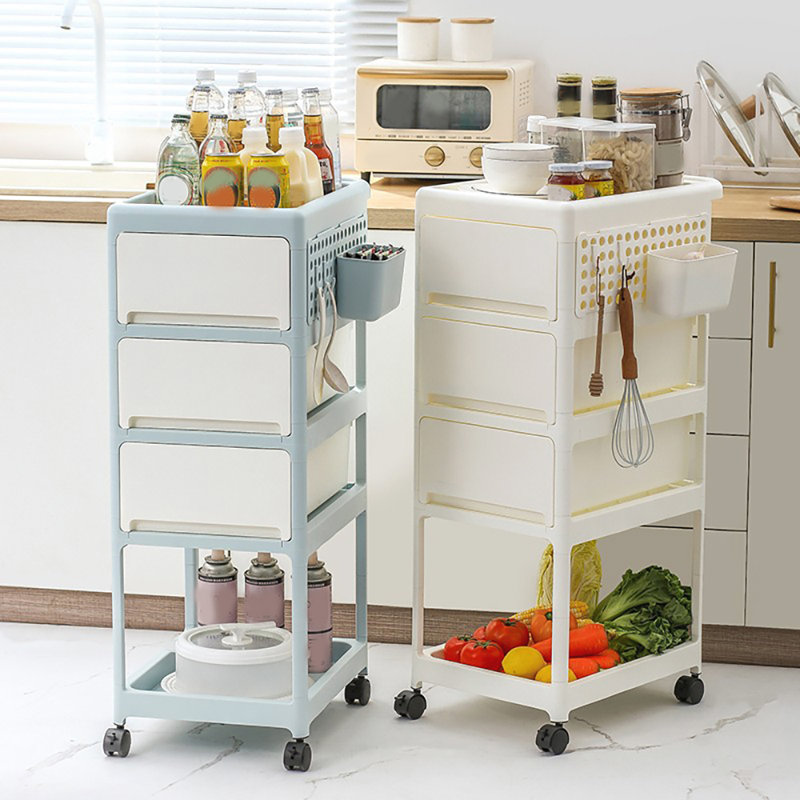 Poussette de rangement - 4 couches, rangement pour la chambre à coucher, le salon, la cuisine, les toilettes, flexible à déplacer