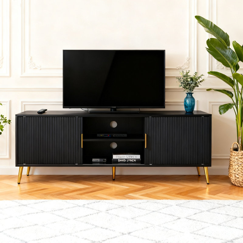 Tv Stand For 60/65/75 Inch Tv, Farmhouse Slatted Door Tv And Media Console Table With Drawer,Entertainment Center For Living Room, Bedroom