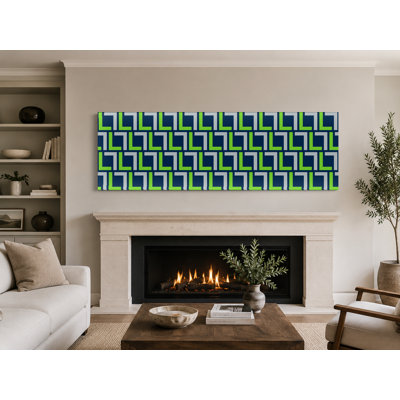 Navy & Lime Green Plaid — National Football Teams Canvas Wall Art