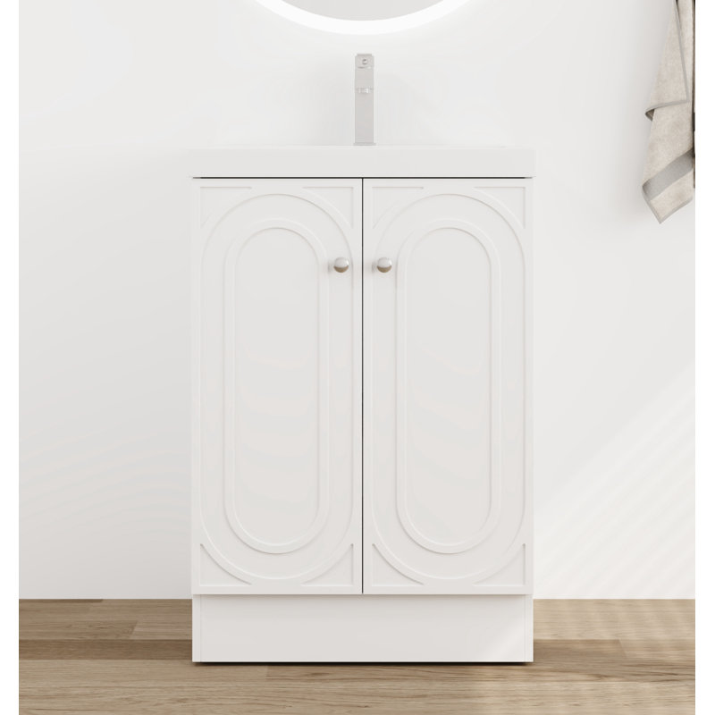Meuble-lavabo simple 24 po avec plateau en résine, Blanc