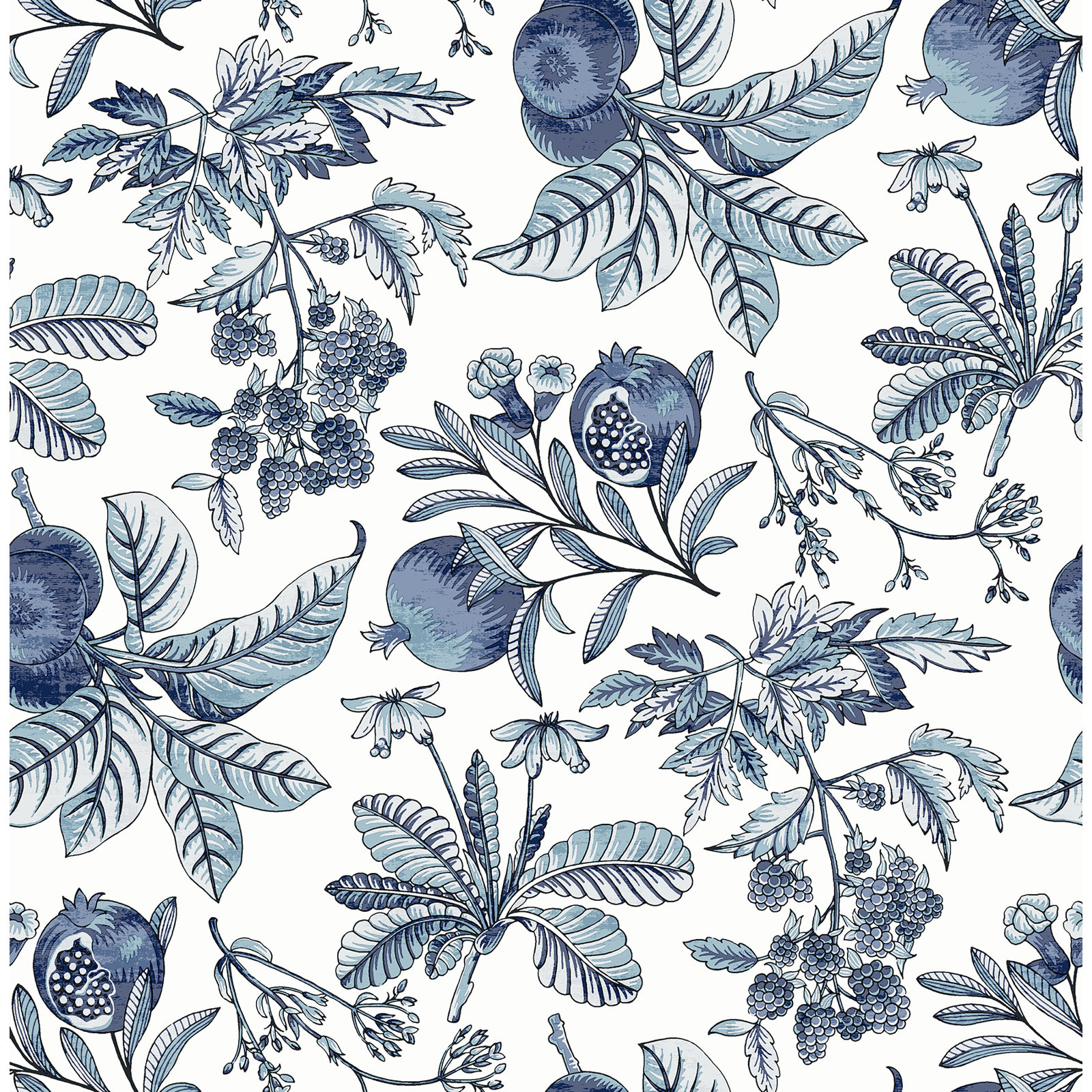 Lucier Fruit Wallpaper, Blue
