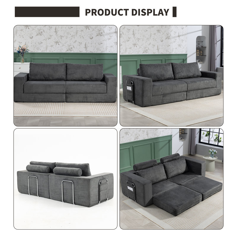 3 Seater Corduroy Sofa, Grey