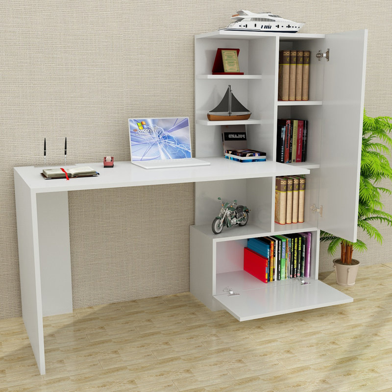 Reichert 150Cm W Computer Desk with Cabinet, White/White