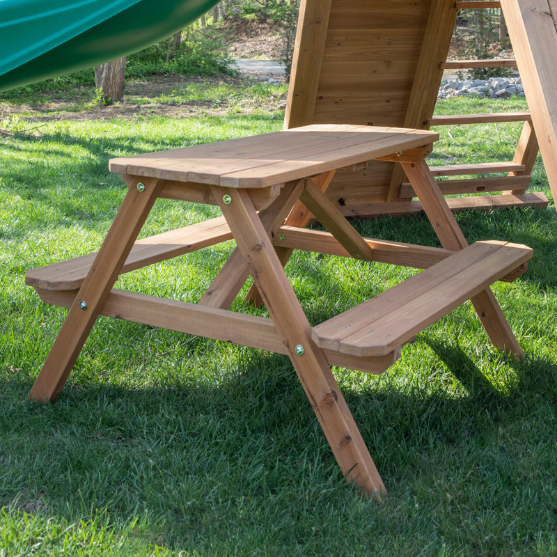 Endeavor II Cedar Wood Swing Set with Green Wave Slide