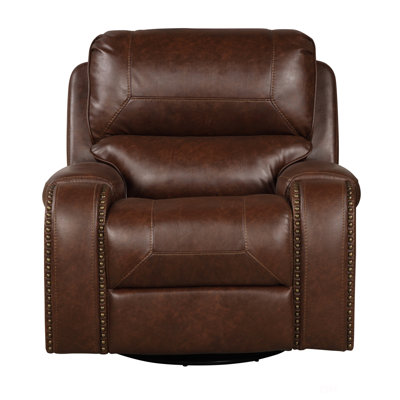Achern Leather-Air Nailhead Swivel Glider Recliner