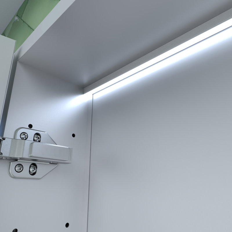 24 po Armoire à pharmacie rectangulaire en aluminium argenté encastré / à fixation en surface avec charnières silencieuses l 10 po x H 30 po, avec luminosité de 10% à 100%, fonction brouillard, tablettes réglables en verre trempé intégrées