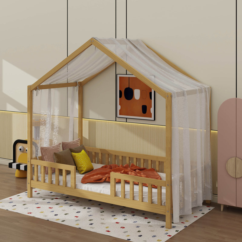 Structure de lit simple avec rampes hautes, Naturel