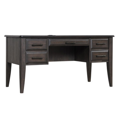 Tatum Aurora 60" Wide 5-Drawer Writing Desk, Mahogany