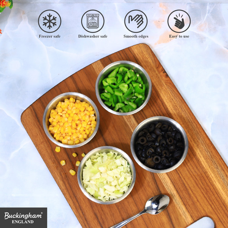 Buckingham Stainless Steel Pack of 4 Serving Bowls 0.2 Litres
