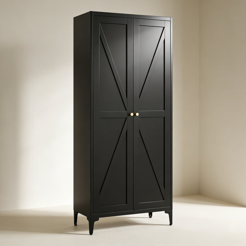 [Métal réglable] Armoire de rangement en métal à 2 portes avec tablettes réglables et armoire en acier pour la cuisine, le salon, la salle à manger et le bureau