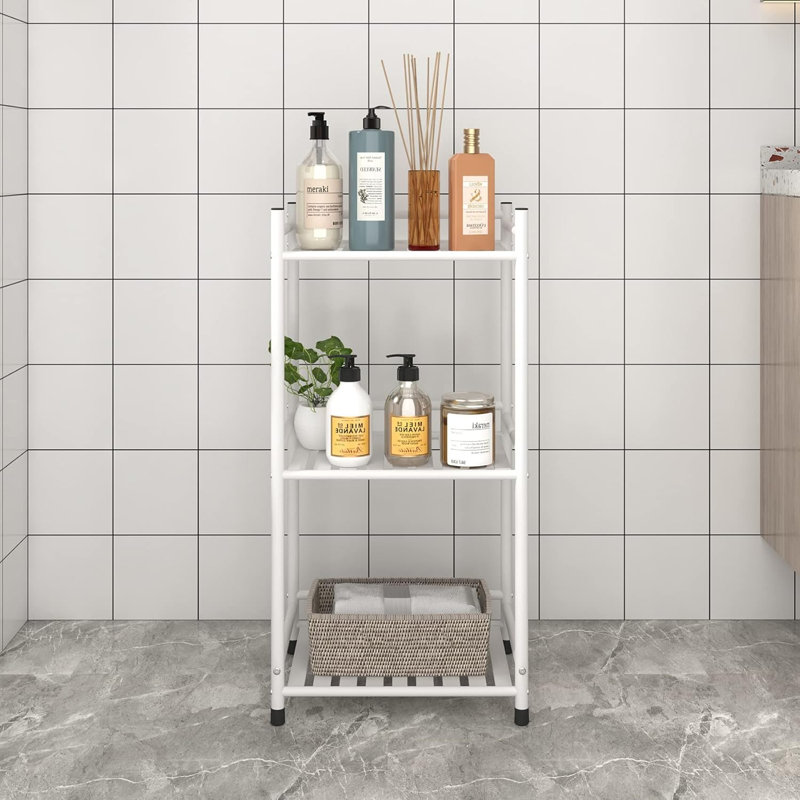 Étagère de rangement de salle de bain à 3 niveaux, étagère de coin en métal autoportante pour la cuisine, le salon, le couloir