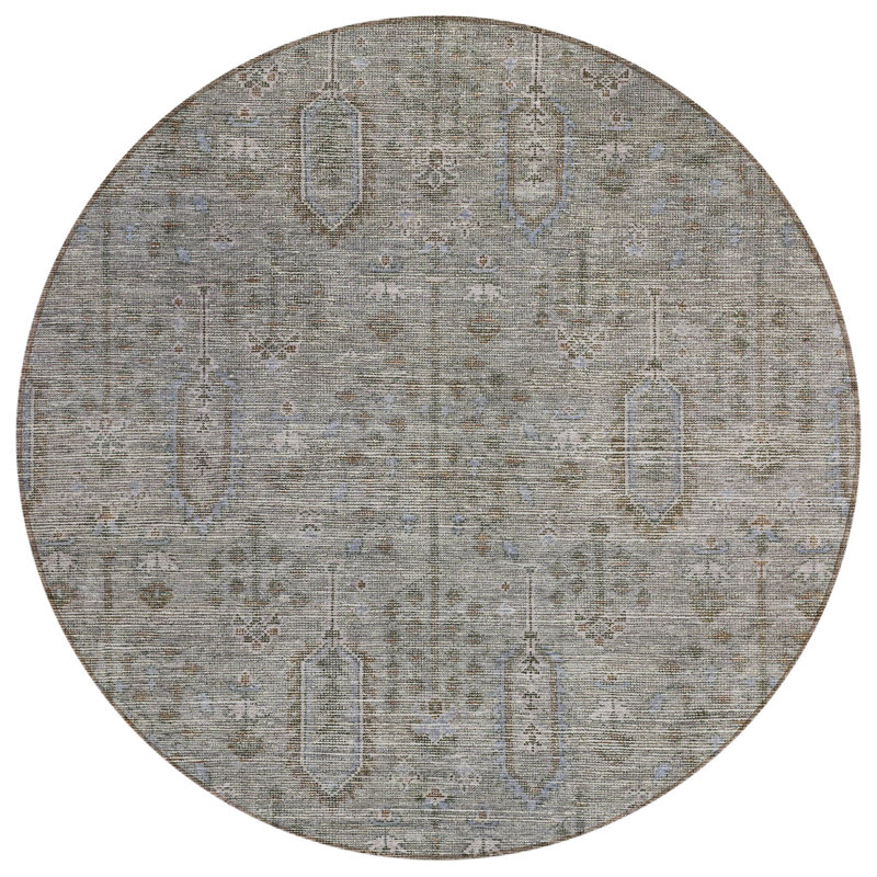 Tapis rond argenté 8 pi