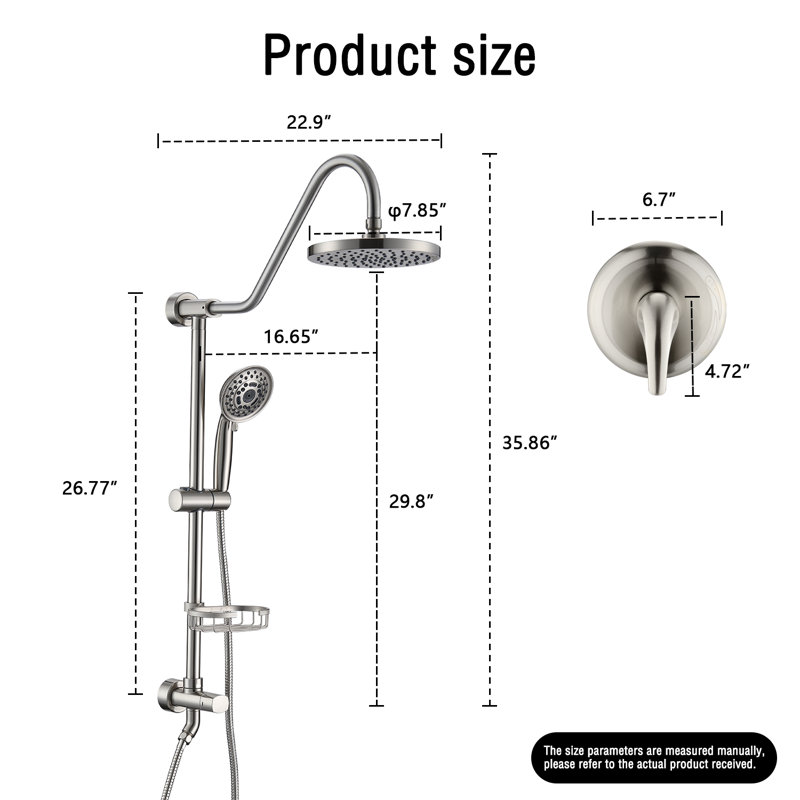 Système de douche complet avec valve brute, Nickel brossé