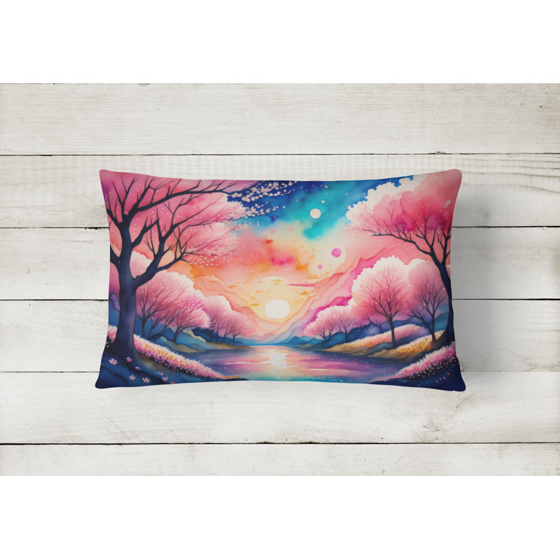 Cherry Blossom Sunset Polyester Indoor/Outdoor Decorative Pillow