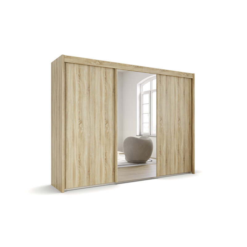 Imperial 3 Door Sliding Wardrobe, Sonoma oak, 223cm H x 280cm W x 65cm D