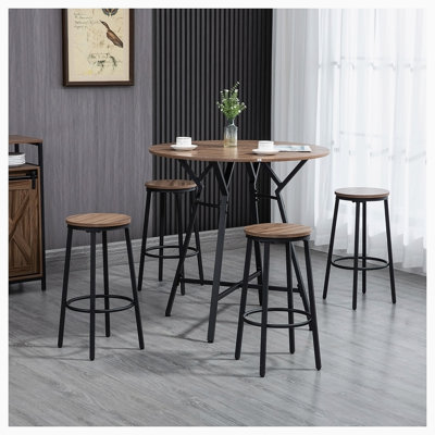 5-Piece Bar Table and Chairs Set, Space Saving Dining Table with 4 Stools for Pub and Kitchen -  17 Stories, B17202E44EE74919B8D93F8E7F02DF9E