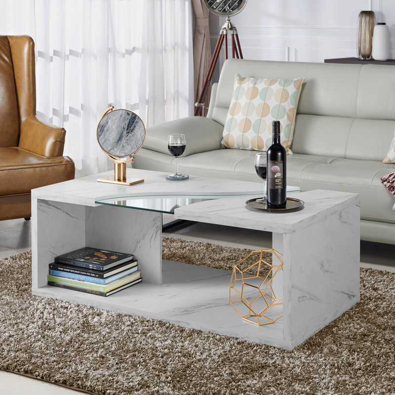 Temple Meads Single Coffee Table, Marble White