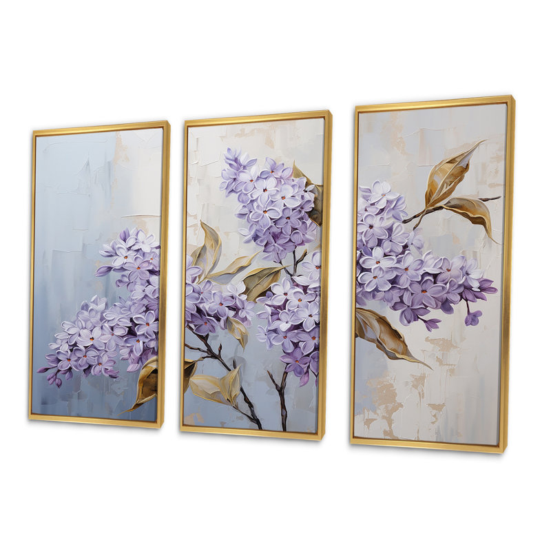 «Pastel Lilac Dreams III - Lilacs», ensemble de reproduction d'art mural, Cadre flottant doré, H 40 po x l 60 po x P 1 po