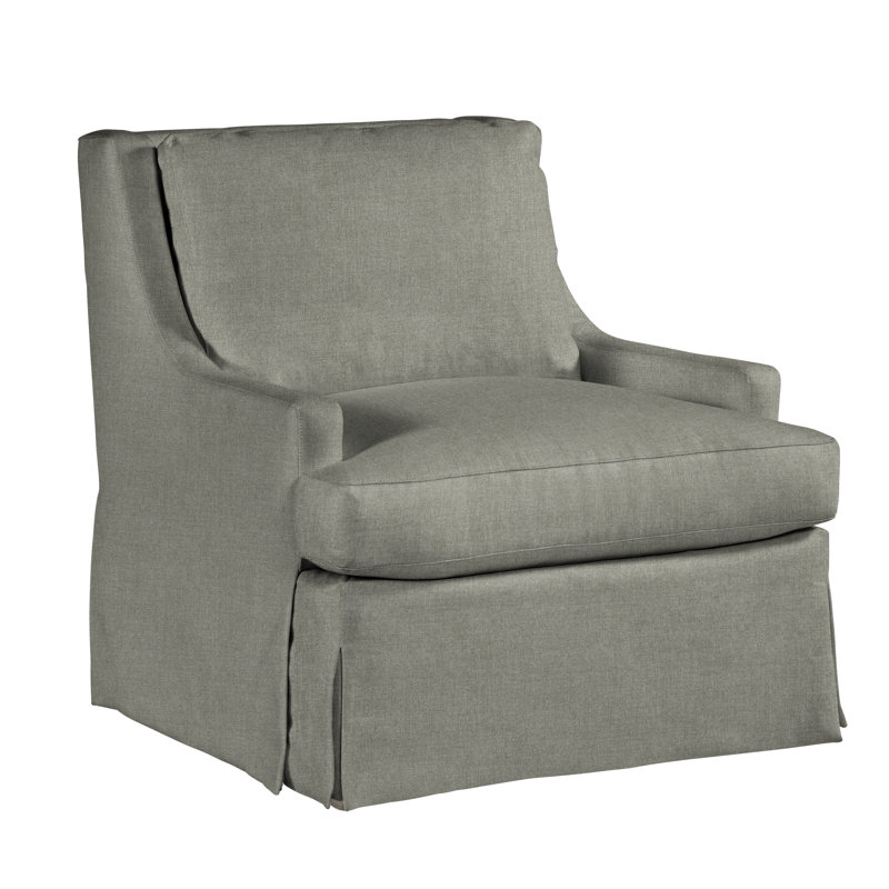 Fauteuil à housse en lin de 35 po de large Royce, Gris chiné